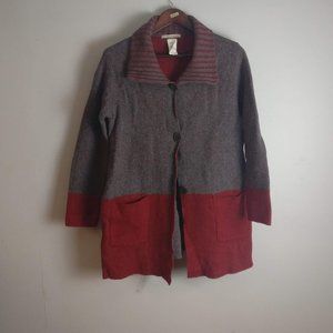 Wool Cardigan, Wool Coat, Wool blend button Front Knit Cocoon Cardigan, L